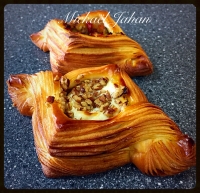 Croissant dough filled with Figs & Goat Cheese and a mix Peppers option